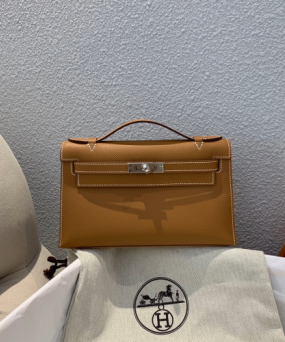 에르메스 미니 켈리백22 골드브라운 은장 앱송